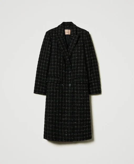 Manteau En Tissu Bouclé Avec Motif à Carreaux
