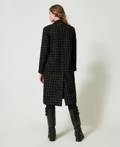 Manteau En Tissu Bouclé Avec Motif à Carreaux