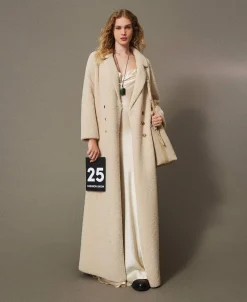 Manteau Long Croisé En Fausse Fourrure