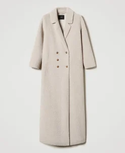 Manteau Long Croisé En Fausse Fourrure