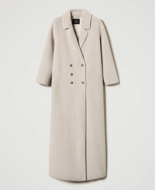 Manteau Long Croisé En Fausse Fourrure