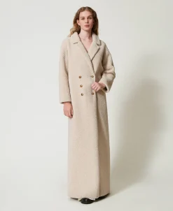 Manteau Long Croisé En Fausse Fourrure