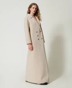Manteau Long Croisé En Fausse Fourrure