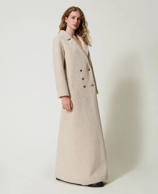 Manteau Long Croisé En Fausse Fourrure
