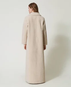 Manteau Long Croisé En Fausse Fourrure