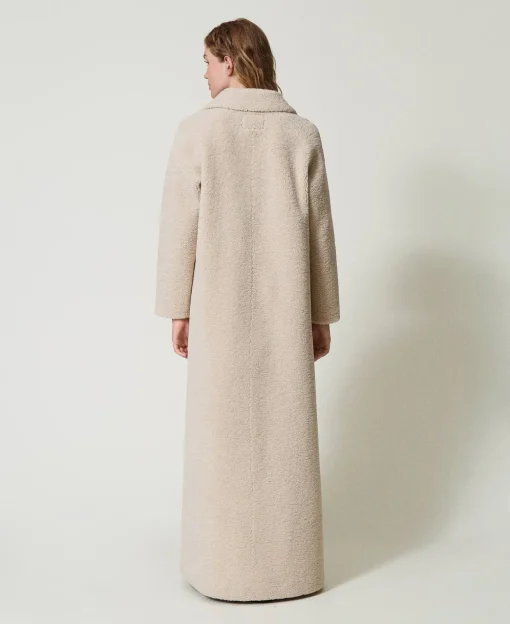 Manteau Long Croisé En Fausse Fourrure