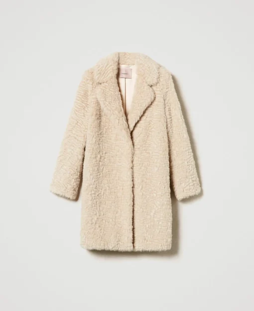 Manteau Mi-long En Fausse Fourrure