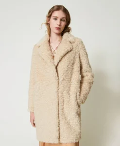 Manteau Mi-long En Fausse Fourrure