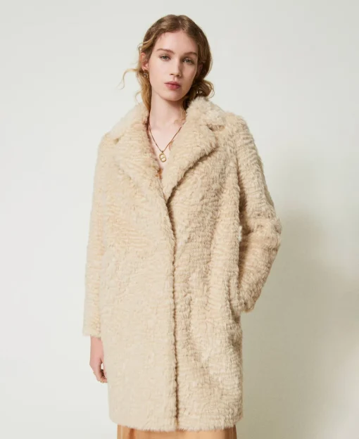 Manteau Mi-long En Fausse Fourrure
