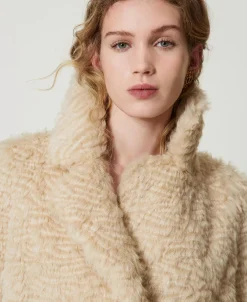 Manteau Mi-long En Fausse Fourrure
