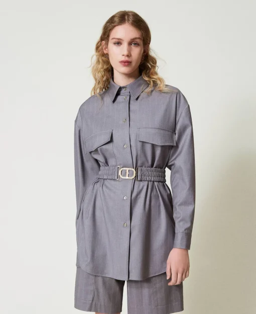 Maxi Chemise Rayée Avec Ceinture