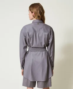Maxi Chemise Rayée Avec Ceinture