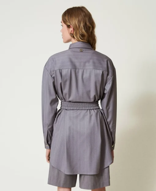 Maxi Chemise Rayée Avec Ceinture