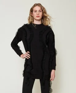 Maxi Sweat-shirt Avec Volants En Tulle