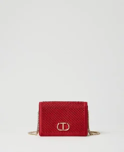 Mini Sac à Bandoulière En Satin Avec Strass