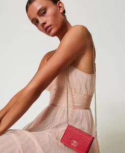 Mini Sac à Bandoulière En Satin Avec Strass
