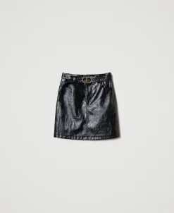 Mini-jupe Effet Cuir Avec Ceinture