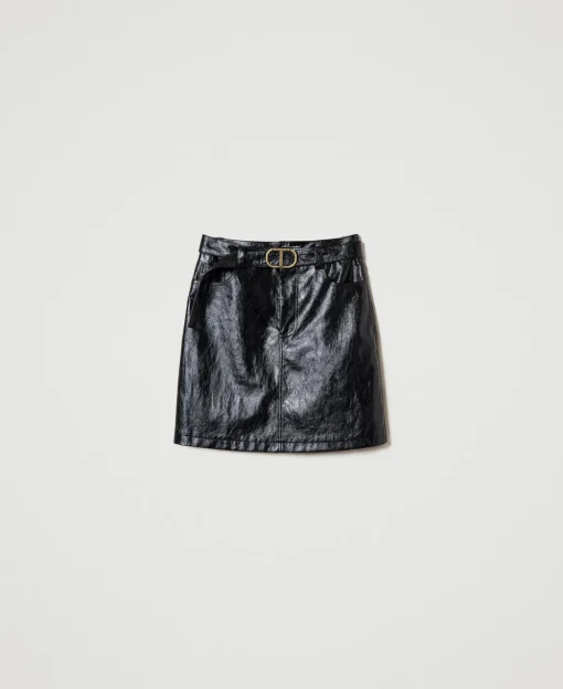 Mini-jupe Effet Cuir Avec Ceinture