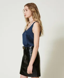 Mini-jupe Effet Cuir Avec Ceinture