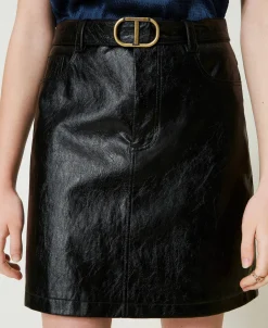 Mini-jupe Effet Cuir Avec Ceinture