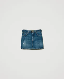 Mini-jupe En Jean Avec Ceinture