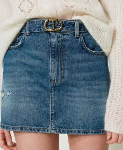 Mini-jupe En Jean Avec Ceinture