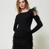 Mini-jupe En Maille Avec Volants En Tulle