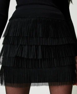 Mini-jupe En Maille Avec Volants En Tulle
