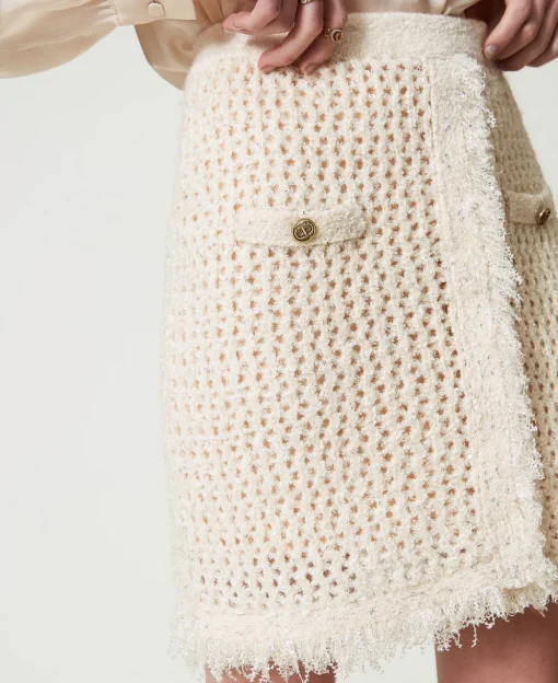 Mini-jupe En Maille Jacquard Point Filet