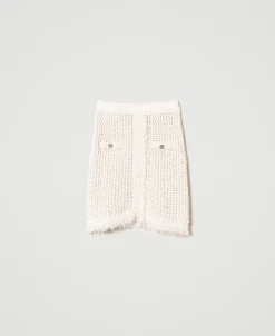 Mini-jupe En Maille Jacquard Point Filet