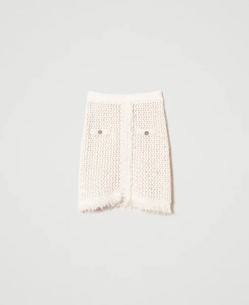 Mini-jupe En Maille Jacquard Point Filet