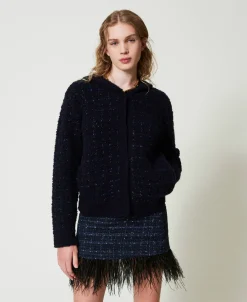Mini-jupe En Tissu Bouclé Avec Plumes