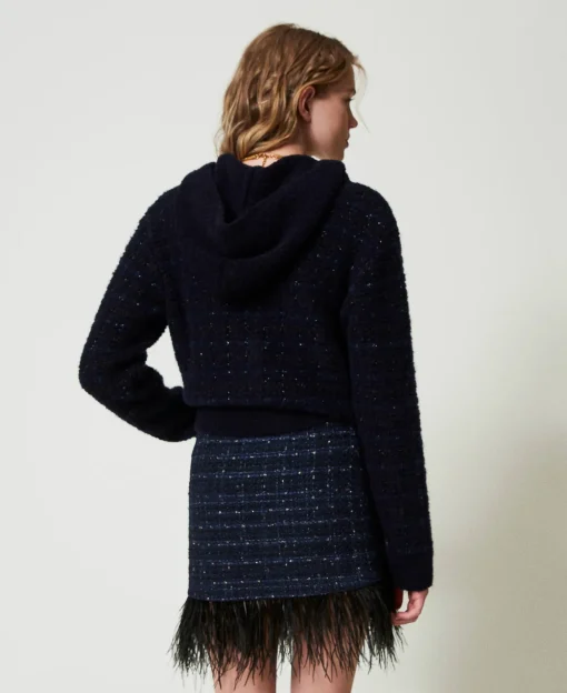 Mini-jupe En Tissu Bouclé Avec Plumes