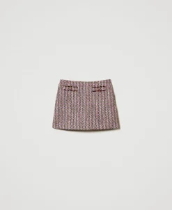 Mini-jupe En Tissu Bouclé Et Lurex