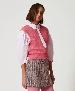 Mini-jupe En Tissu Bouclé Et Lurex
