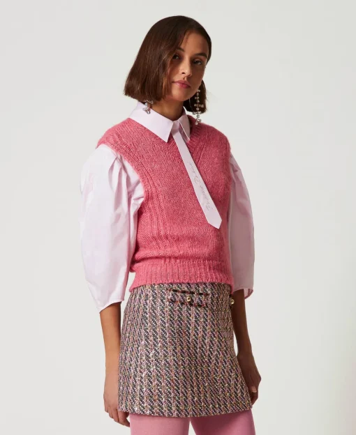 Mini-jupe En Tissu Bouclé Et Lurex
