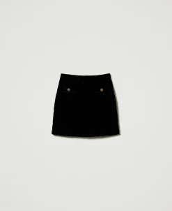 Mini-jupe En Velours Matelassé