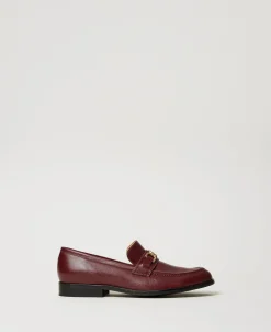 Mocassins En Cuir Avec Barrette Oval T