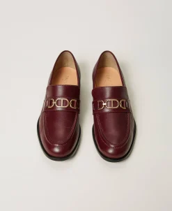 Mocassins En Cuir Avec Barrette Oval T