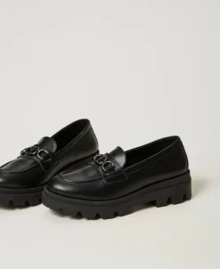 Mocassins En Cuir Avec Oval T