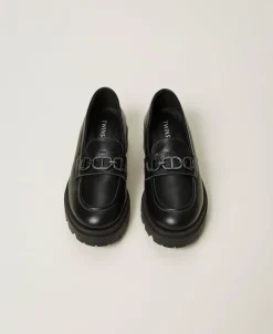 Mocassins En Cuir Avec Oval T