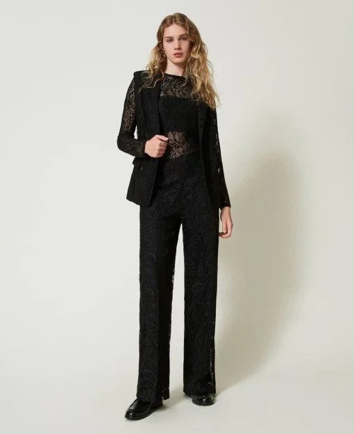 Pantalon Ample En Dentelle Macramé