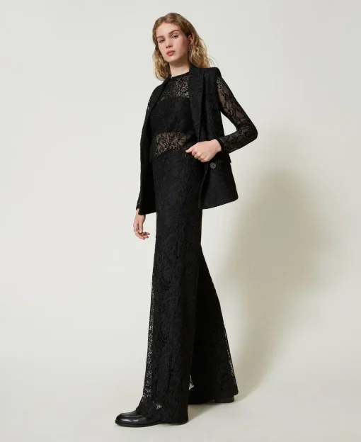 Pantalon Ample En Dentelle Macramé