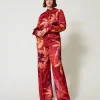 Pantalon Ample En Satin Floral