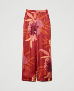 Pantalon Ample En Satin Floral