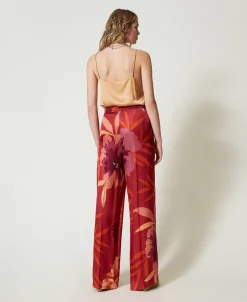 Pantalon Ample En Satin Floral