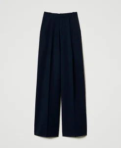 Pantalon Ample Rayé Avec Lurex