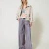 Pantalon Ample Rayé Avec Revers