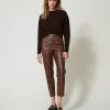 Pantalon Cigarette Effet Cuir Lézard