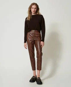 Pantalon Cigarette Effet Cuir Lézard